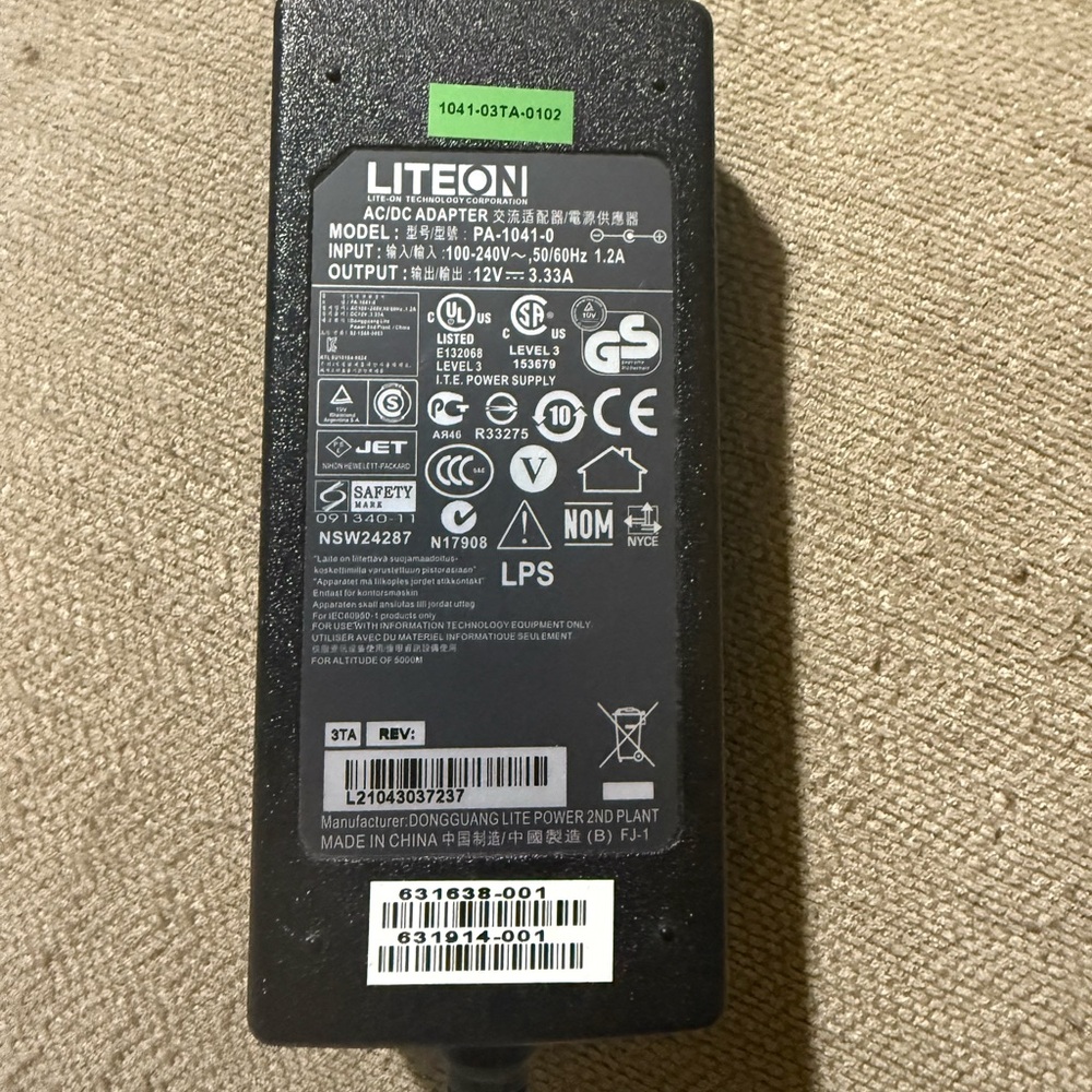 Genuine LITEON Black AC/DC Adapter